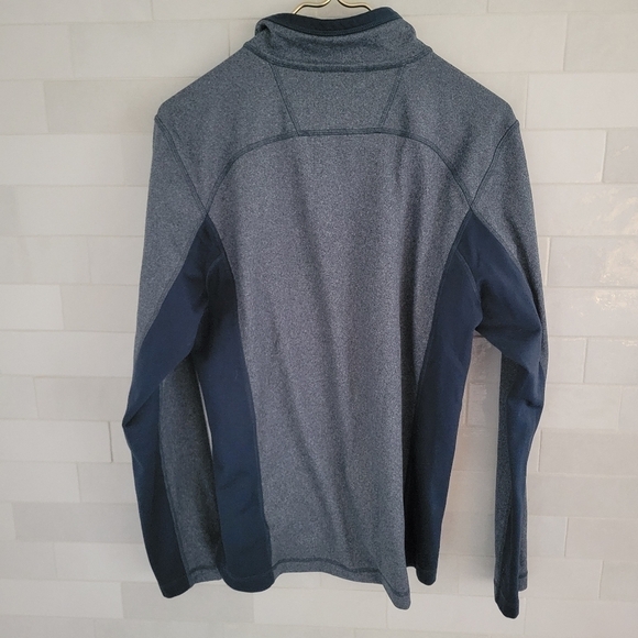 North Face Essential Quarter Zip 1/4 Pullover Blue Orange Logo Size Men's Small - Picture 5 of 5